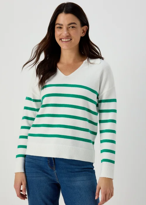 Ivory Green Stripe Open Collar
Jumper - XS Image 5