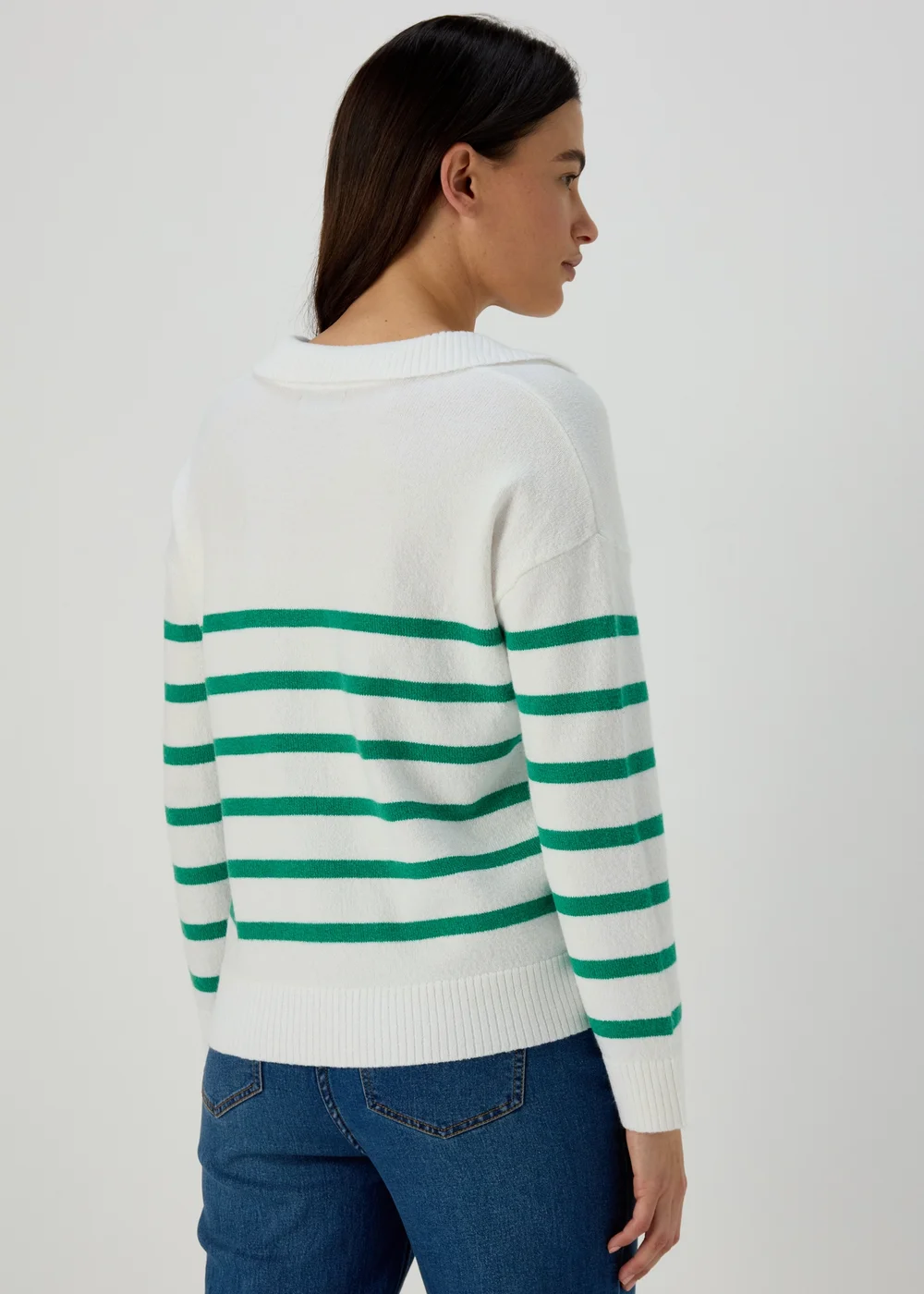 Ivory Green Stripe Open Collar
Jumper - XS Image 3