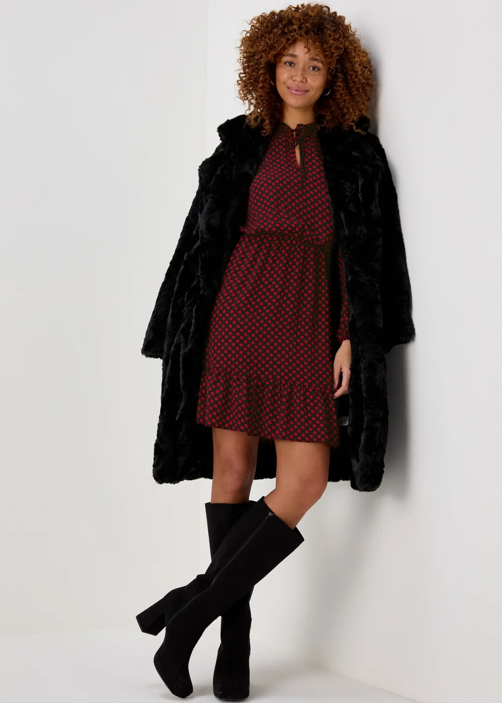 Red Floral Print Bubble Mini Dress - 8 Image 4