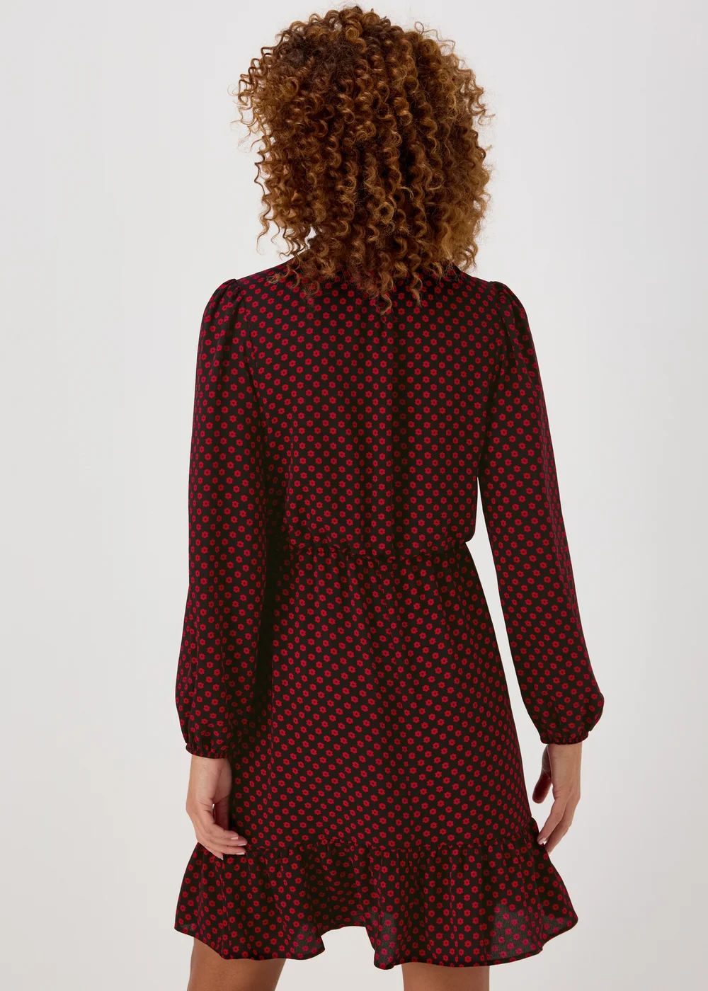 Red Floral Print Bubble Mini Dress - 8 Image 2