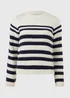 Cream & Navy Stripe Cable Jumper - XS Image 6