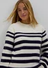 Cream & Navy Stripe Cable Jumper - XS Image 3