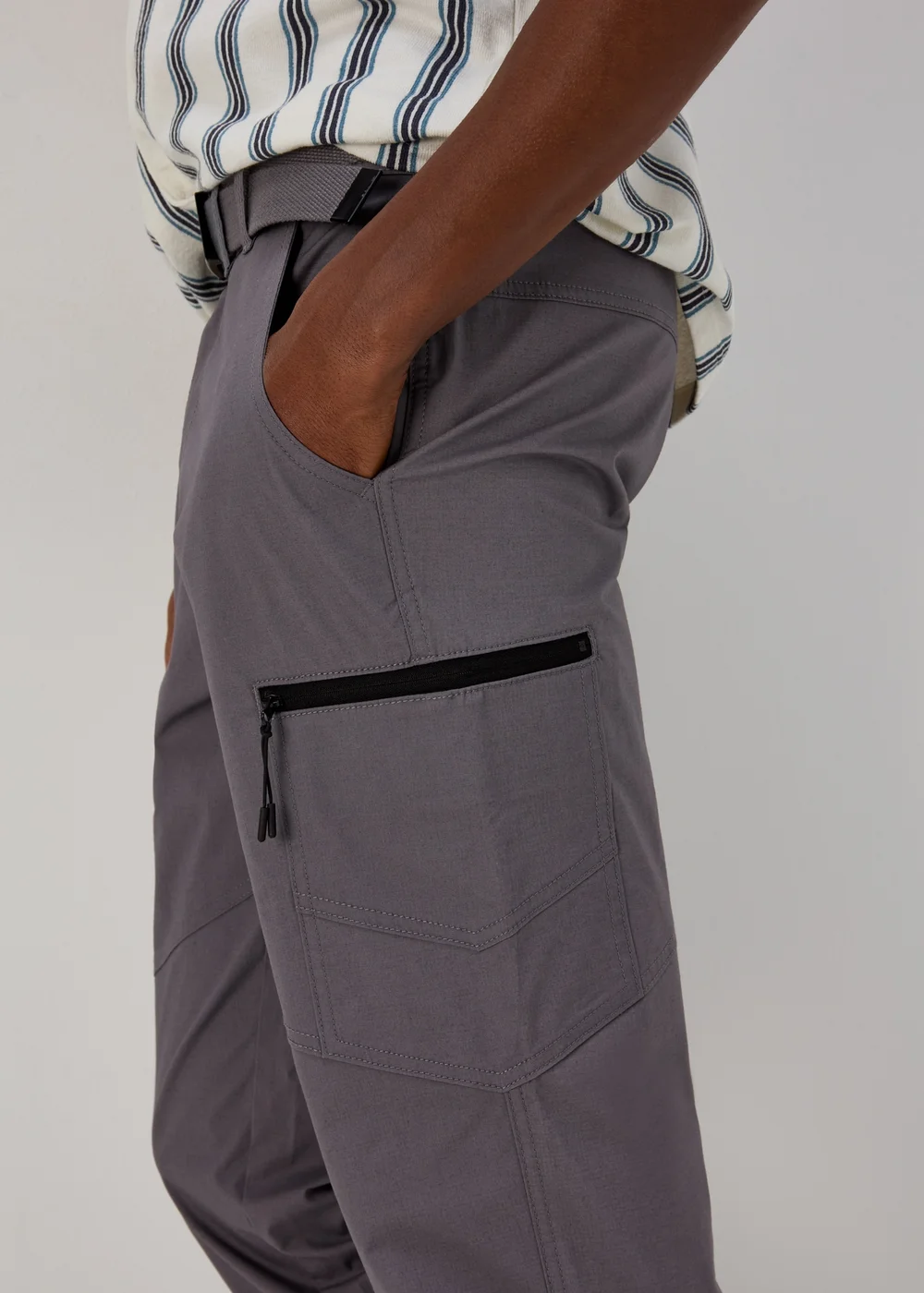Grey Belted Trekking Trousers - 30 Waist Regular Image 3