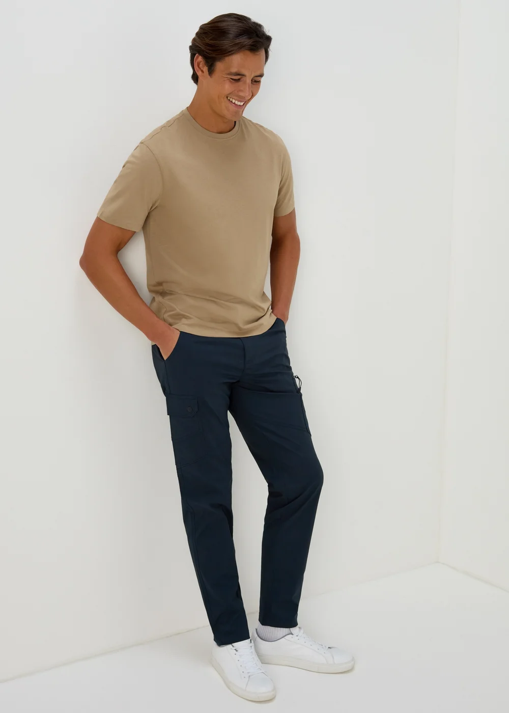 Navy Belted Trekking Trousers - 30 Waist Regular Image 1