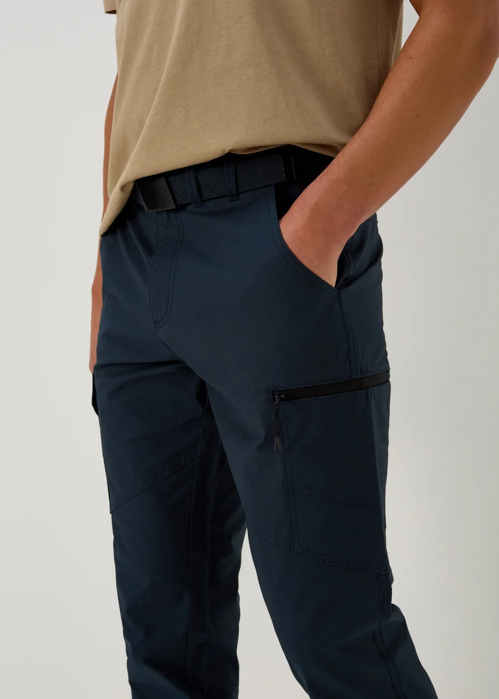 Navy Belted Trekking Trousers - 30 Waist Regular Image 3