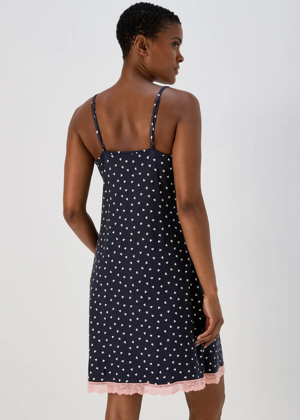 Navy Mono Heart Print Nightie - Extra small Image 2
