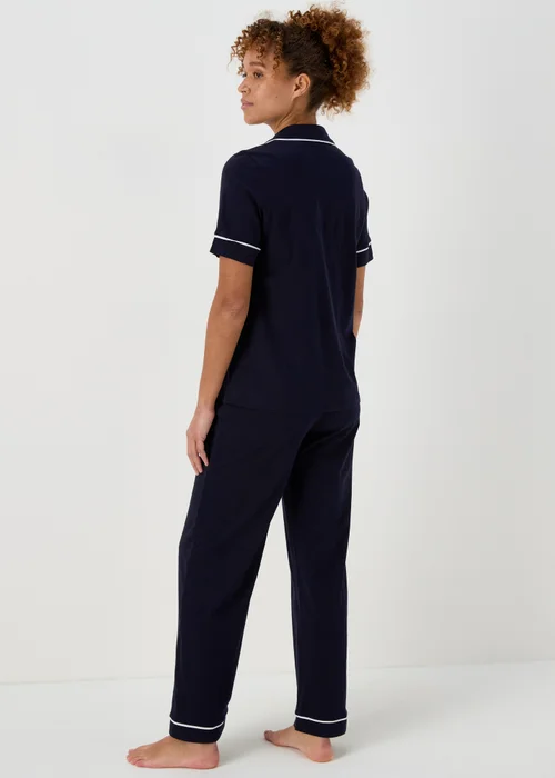 Navy Short Sleeve Pyjama Set - Extra small Image 2