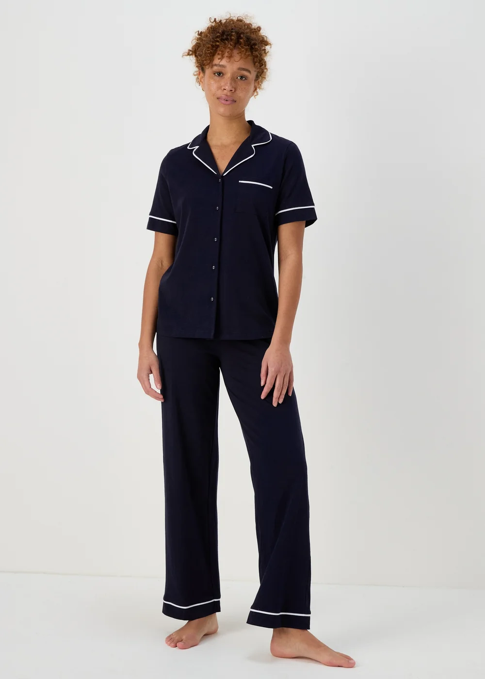 Navy Short Sleeve Pyjama Set - Extra small Image 1