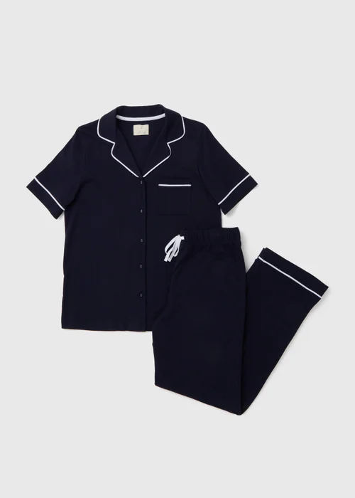 Navy Short Sleeve Pyjama Set - Extra small Image 4