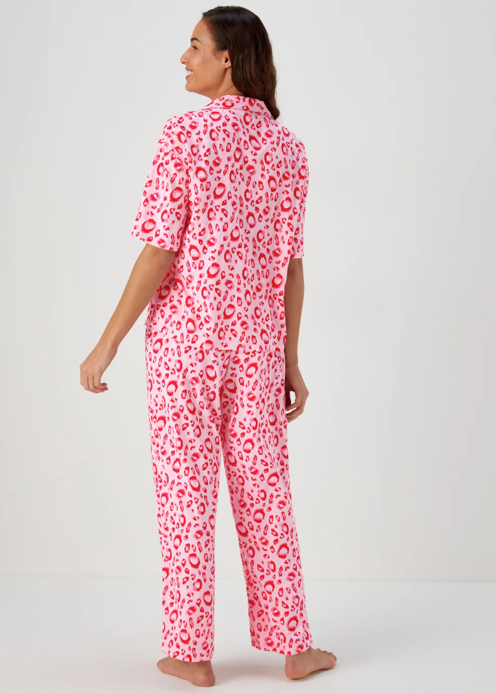 Pink Animal Print Viscose Pyjama Set - Size 8 Image 2