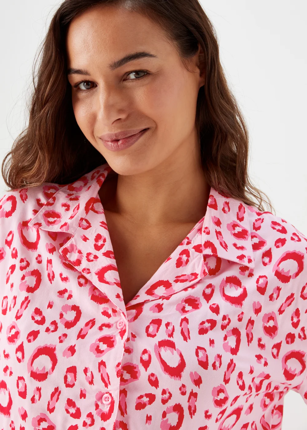 Pink Animal Print Viscose Pyjama Set - Size 8 Image 3