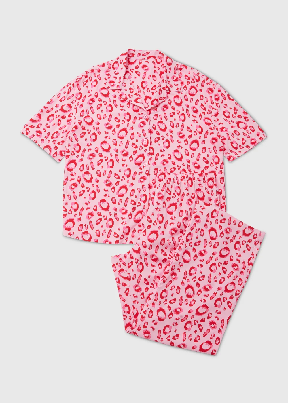 Pink Animal Print Viscose Pyjama Set - Size 8 Image 4