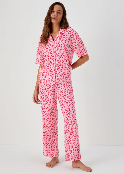 Pink Animal Print Viscose Pyjama Set - Size 8 Image 1