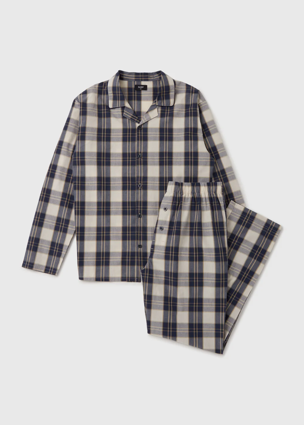 Cream Ecru Check Detail Pyjama Set - Small Image 4