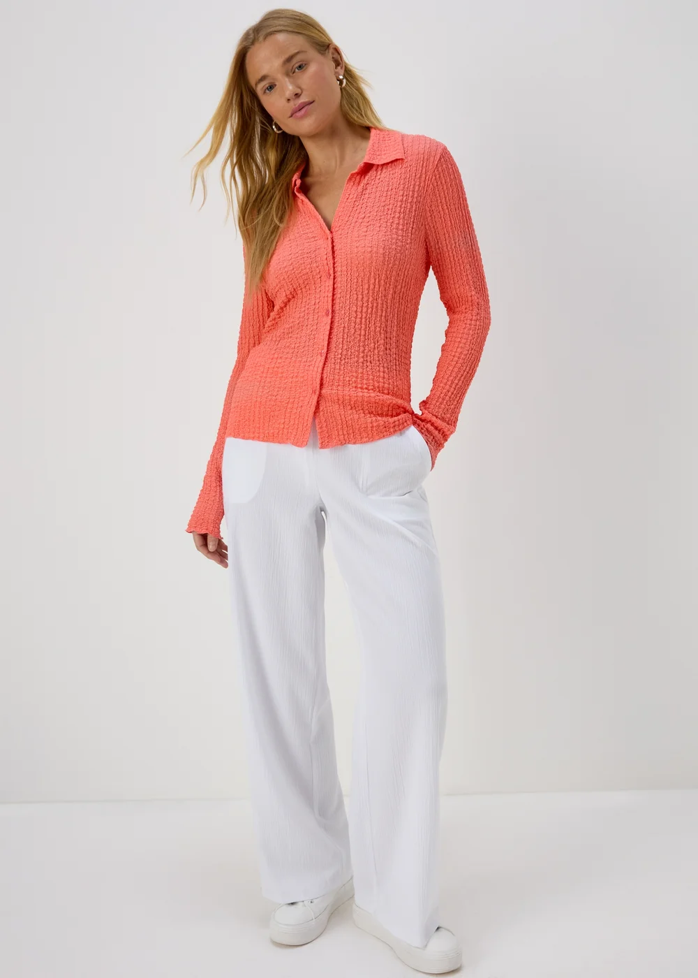 White Wide Leg Trousers - 10 Image 1