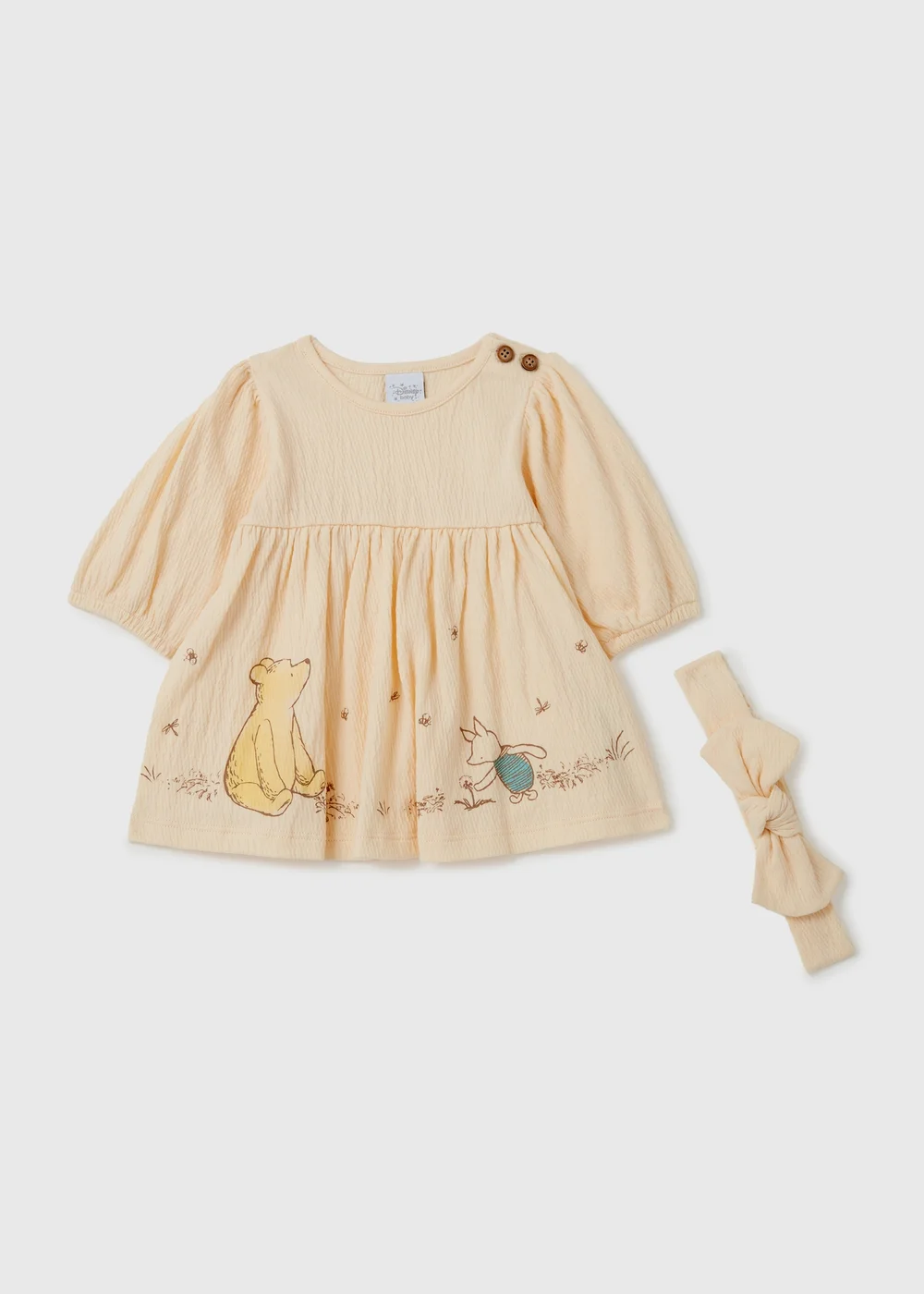 Winnie The Pooh Baby Cream Dress And Headband (Newborn-23mths) - 0-3 months Image 1