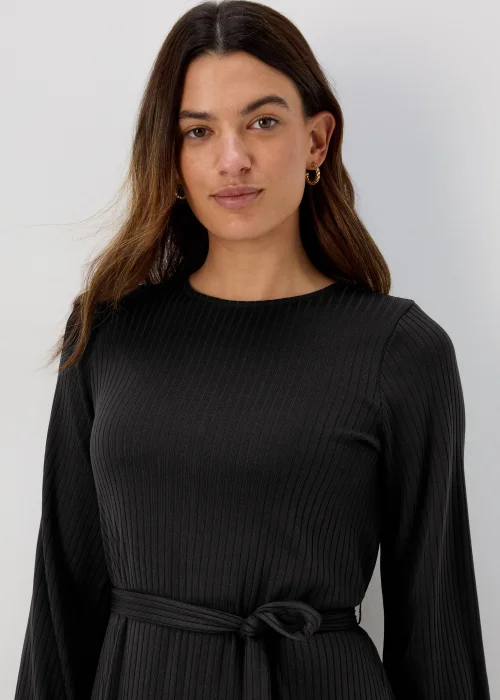 Black Belted Ribbed Mini Dress - 8 Image 3
