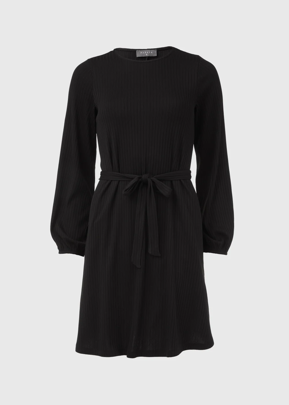 Black Belted Ribbed Mini Dress - 8 Image 5
