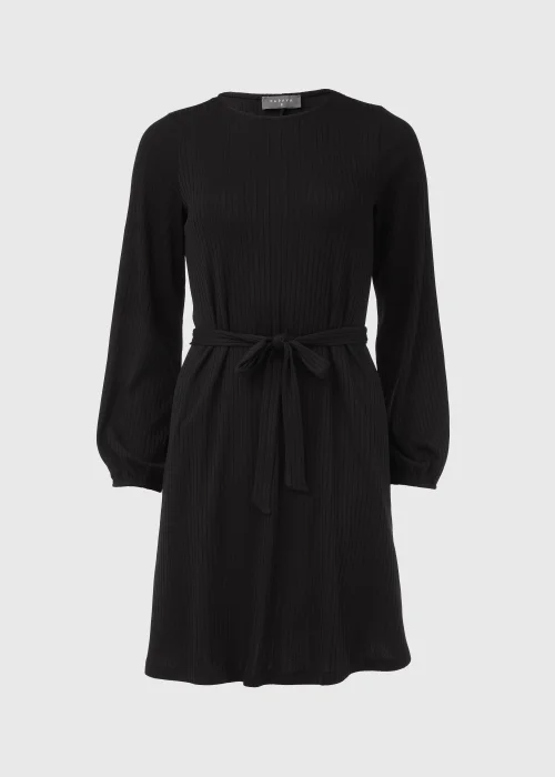 Black Belted Ribbed Mini Dress - 8 Image 5