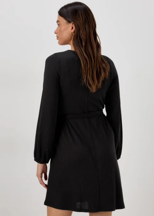 Black Belted Ribbed Mini Dress - 8 Image 2