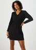 Black Textured Jersey wrap Mini Dress - 8 Image 1