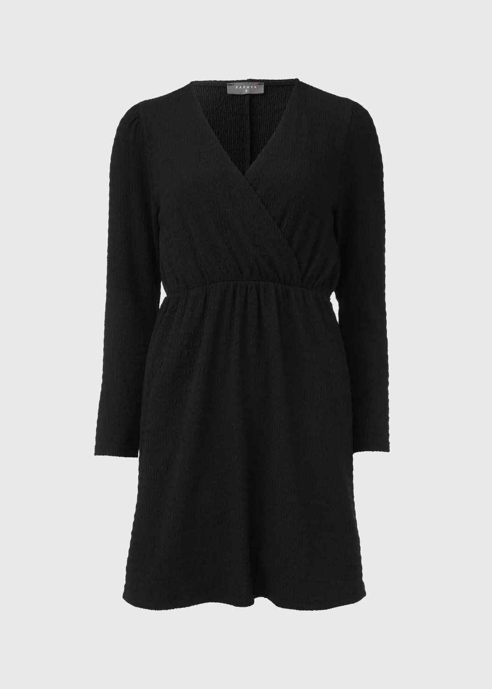 Black Textured Jersey wrap Mini Dress - 8 Image 5