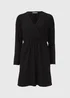 Black Textured Jersey wrap Mini Dress - 8 Image 5