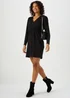 Black Textured Jersey wrap Mini Dress - 8 Image 4