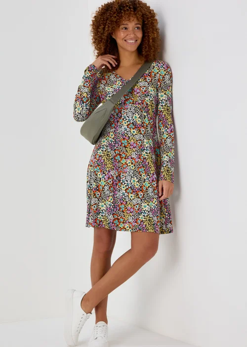 Multicolour Ditsy Supersoft Mini Dress - 8 Image 4