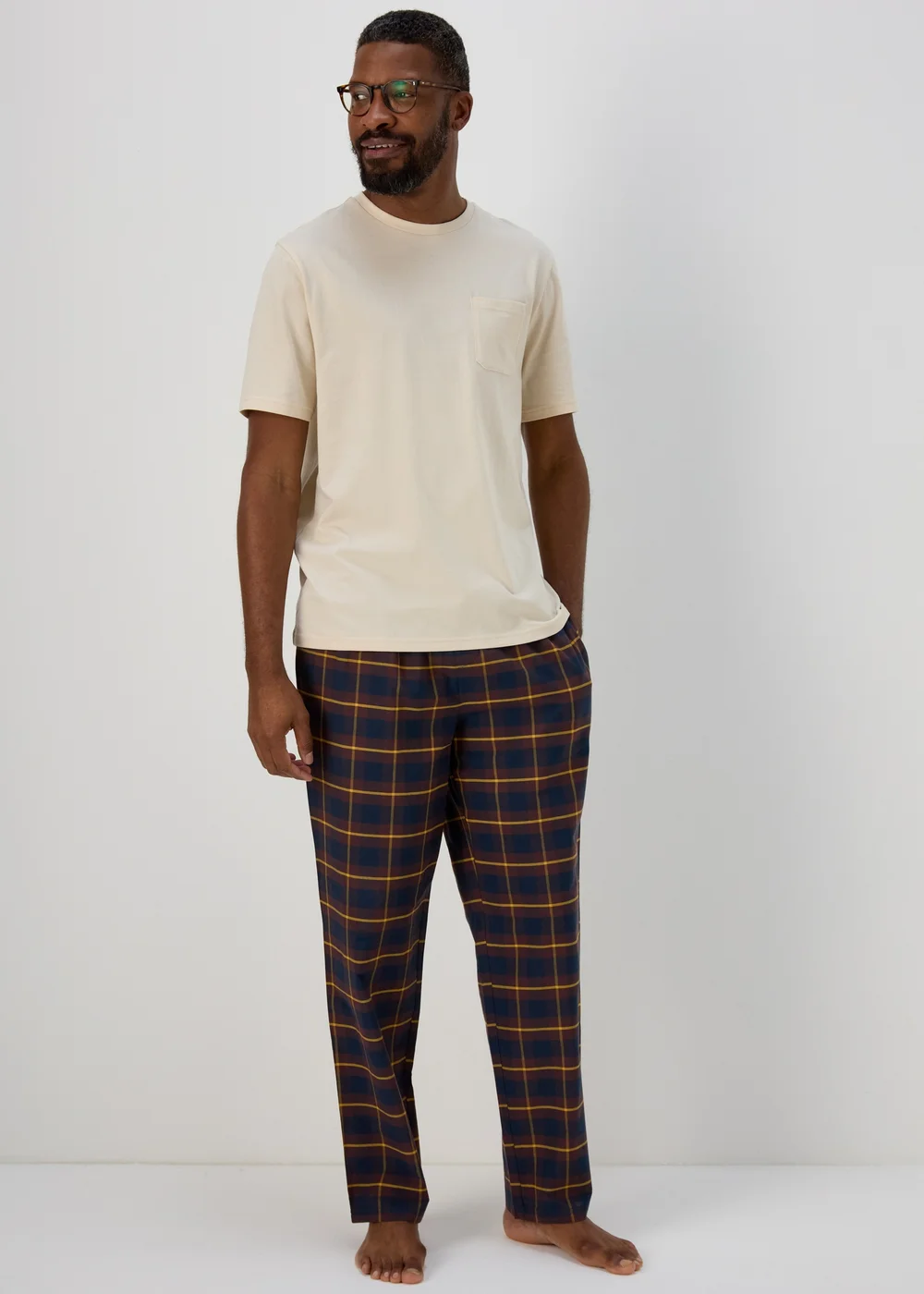 Cream Check Pyjama Set - Extra small Image 1