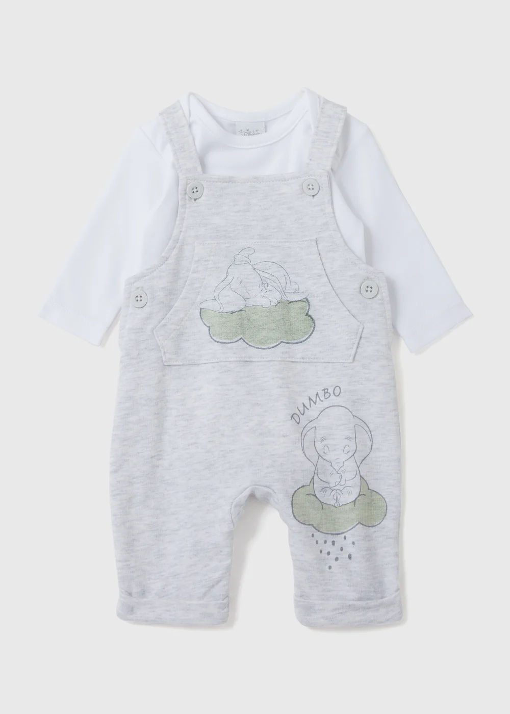 Baby Dumbo Grey Dungarees (Newborn-23mth) - 0-3 months Image 1