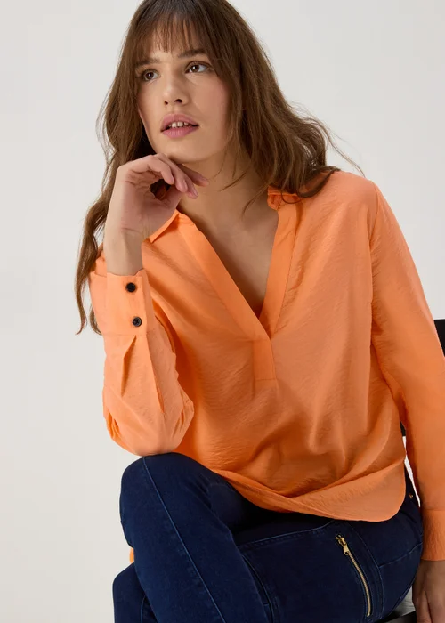 Et Vous Orange Popover Long Sleeve Blouse - Size 8 Image 4