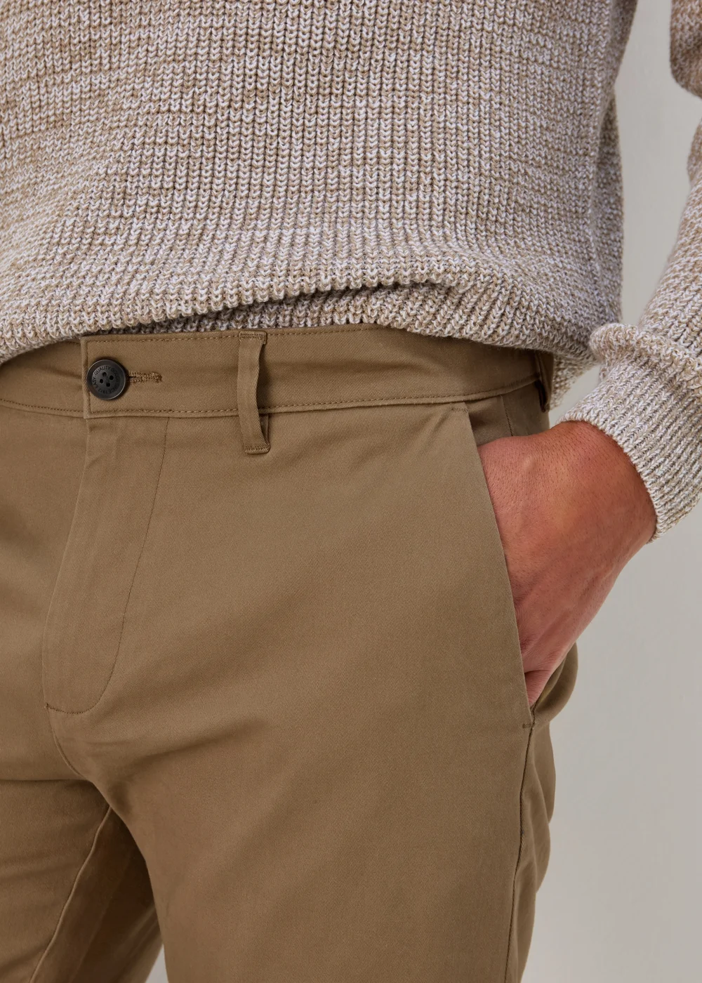 Stone Straight Fit Stretch Chinos - 30 Waist Regular Image 3