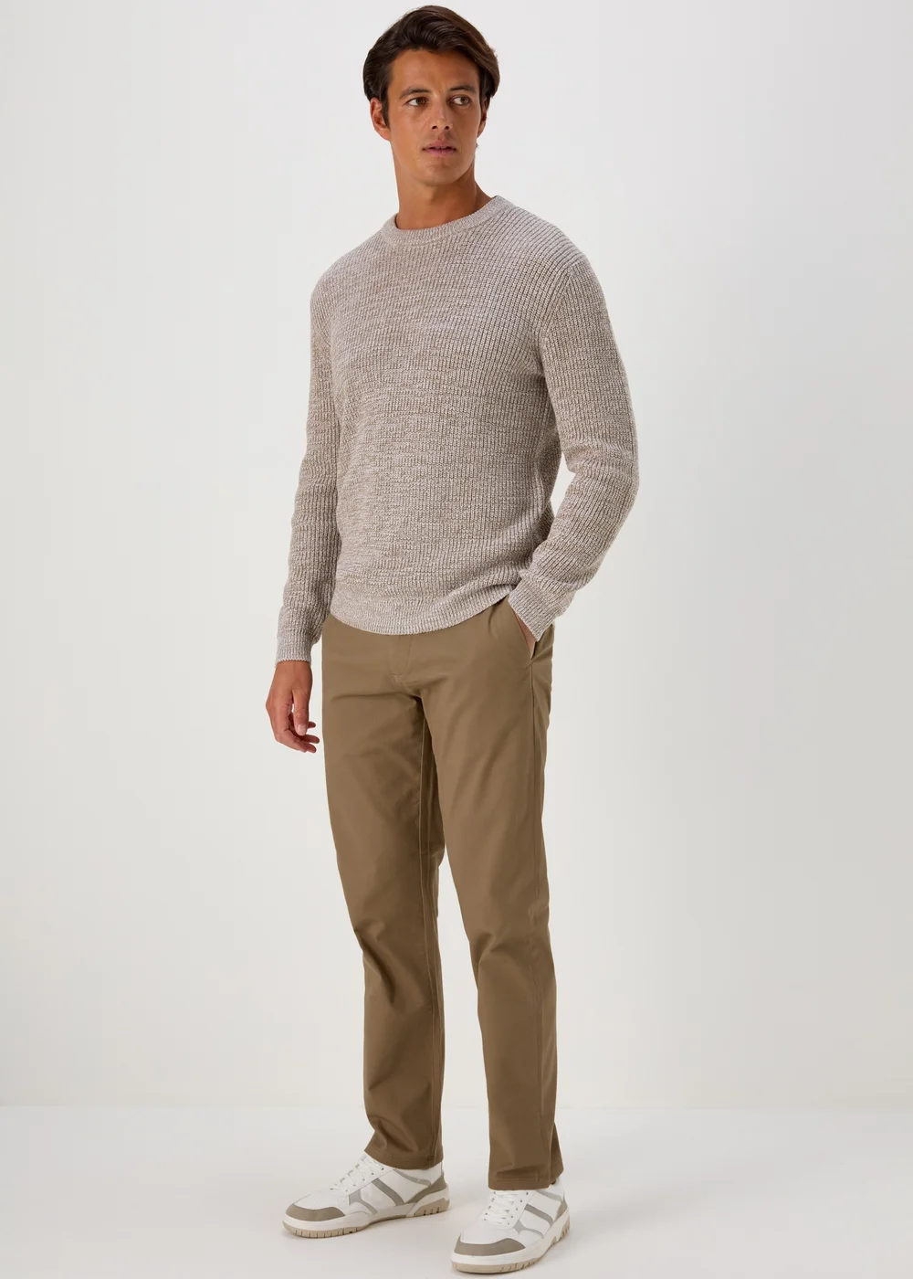 Stone Straight Fit Stretch Chinos - 30 Waist Regular Image 1
