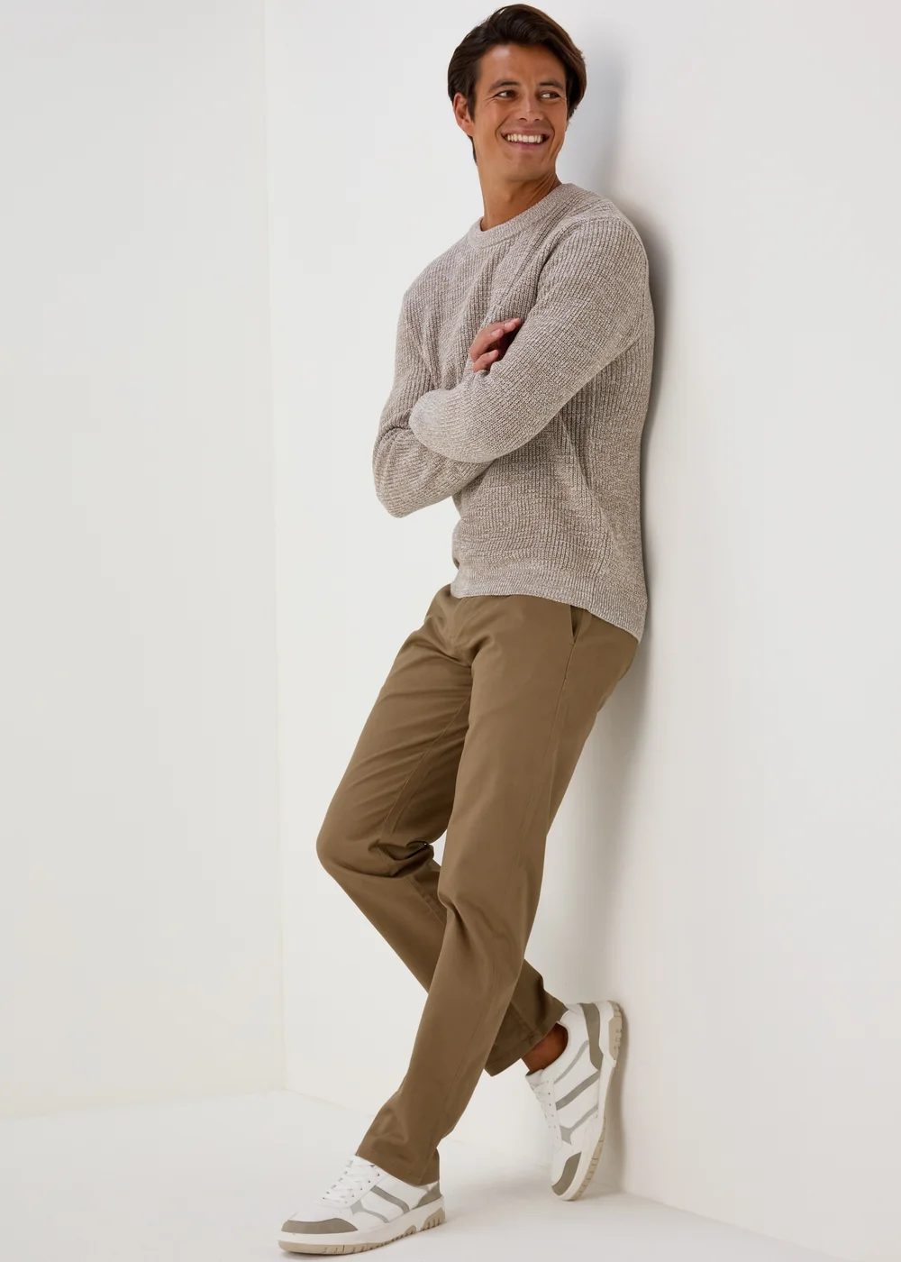 Stone Straight Fit Stretch Chinos - 30 Waist Regular Image 4