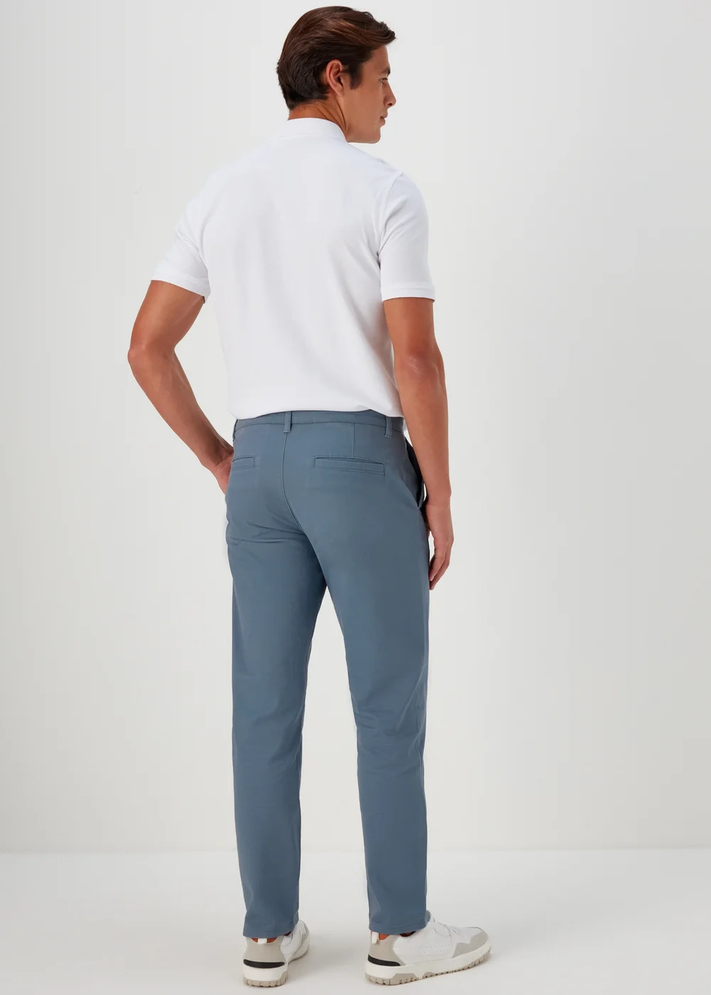 Blue Straight Fit Stretch Chinos - 30 Waist Regular Image 2