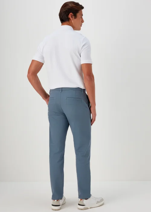 Blue Straight Fit Stretch Chinos - 30 Waist Regular Image 2