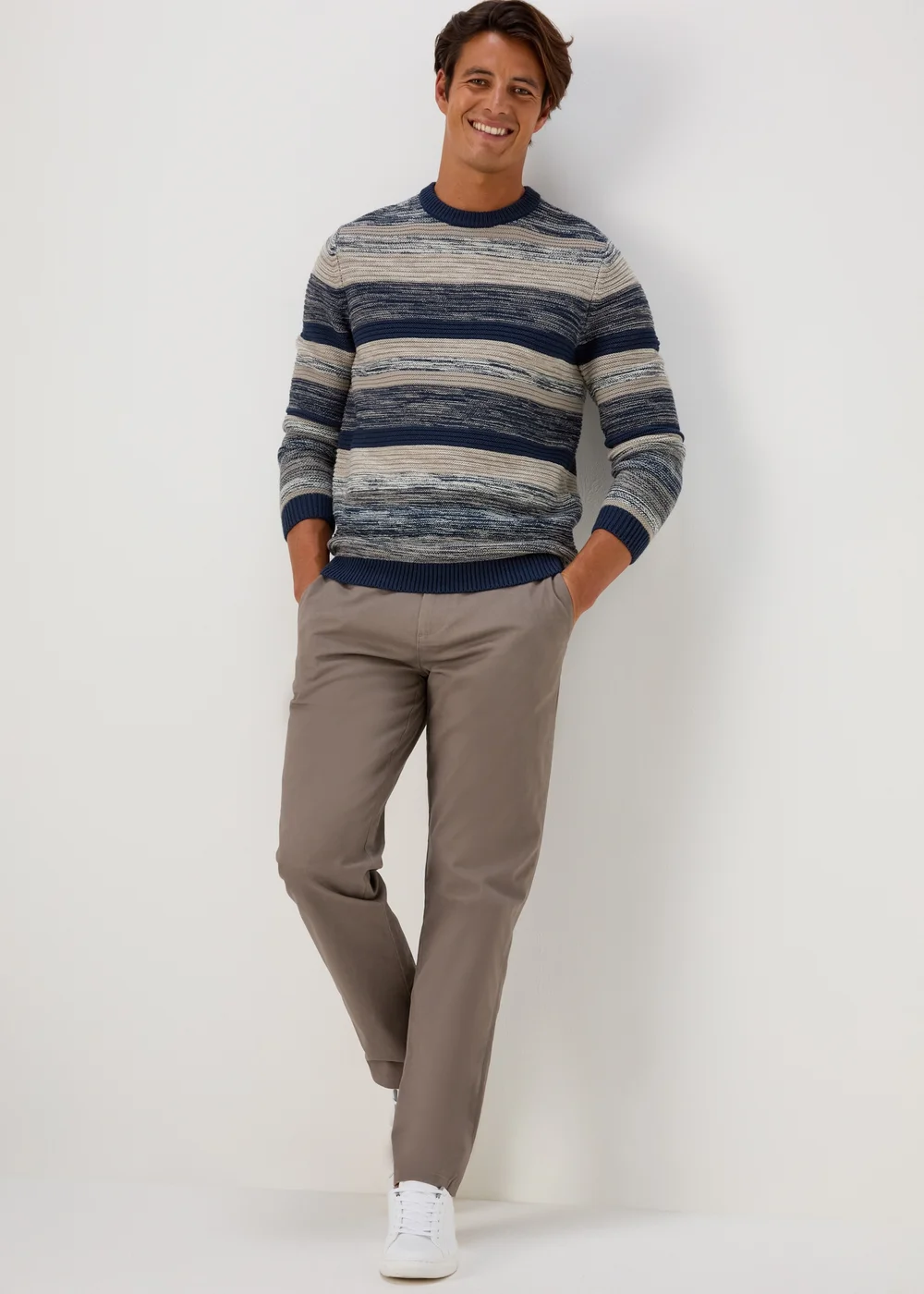 Brown Straight Fit Stretch Chinos - 30 Waist Regular Image 4