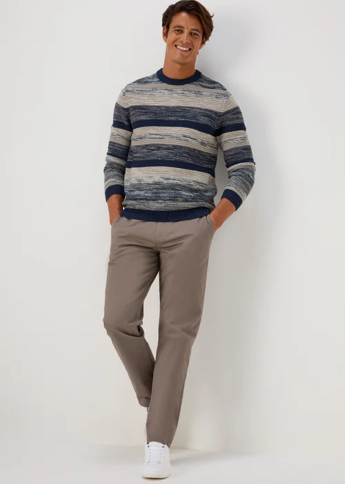 Brown Straight Fit Stretch Chinos - 30 Waist Regular Image 4