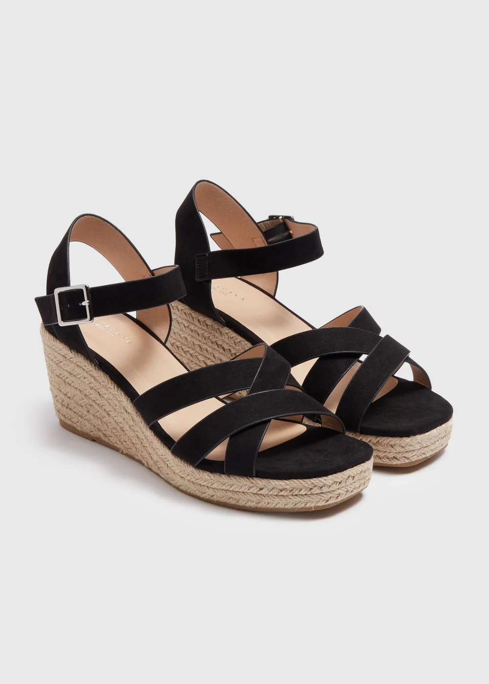 Black Wide Fit Espadrille Heels - Size 3 Image 1