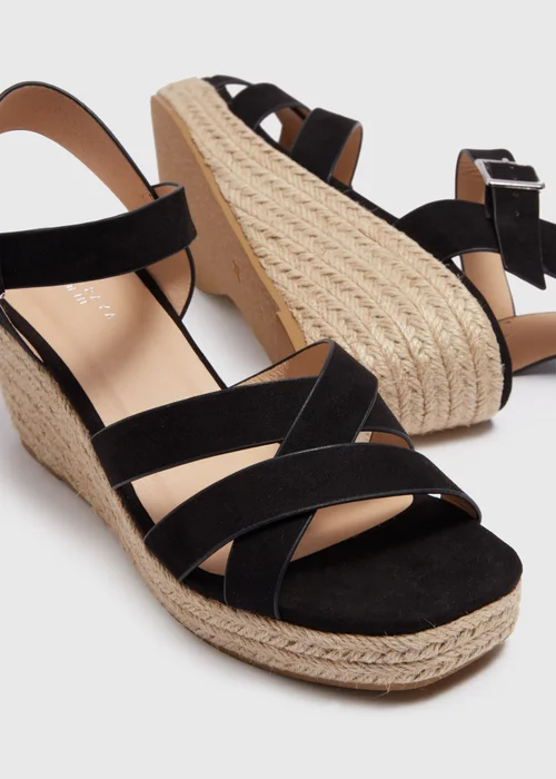 Black Wide Fit Espadrille Heels - Size 3 Image 2