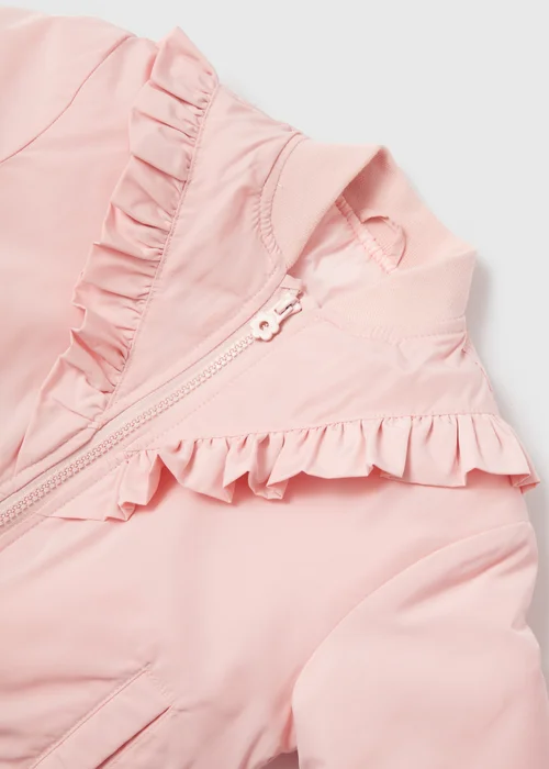Girls Pink Frill Detail Bomber Jacket (1-7yrs) - 1 to 1.5 years Image 2