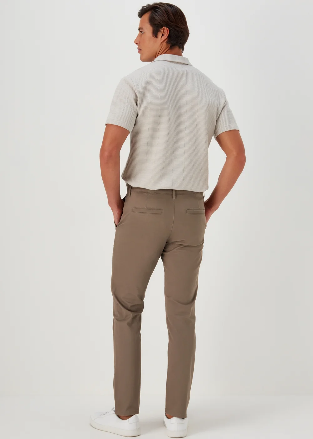 Brown Slim Fit Stretch Chinos - 30 Waist Regular Image 2
