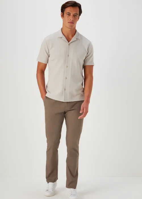 Brown Slim Fit Stretch Chinos - 30 Waist Regular Image 1