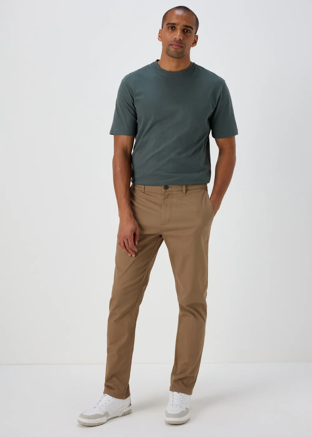 Stone Slim Fit Stretch Chinos - 30 Waist Regular Image 1