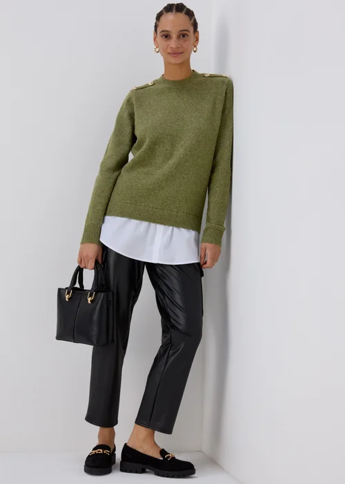 Khaki Military Style 2 In 1 Shirt - 8 Image 4