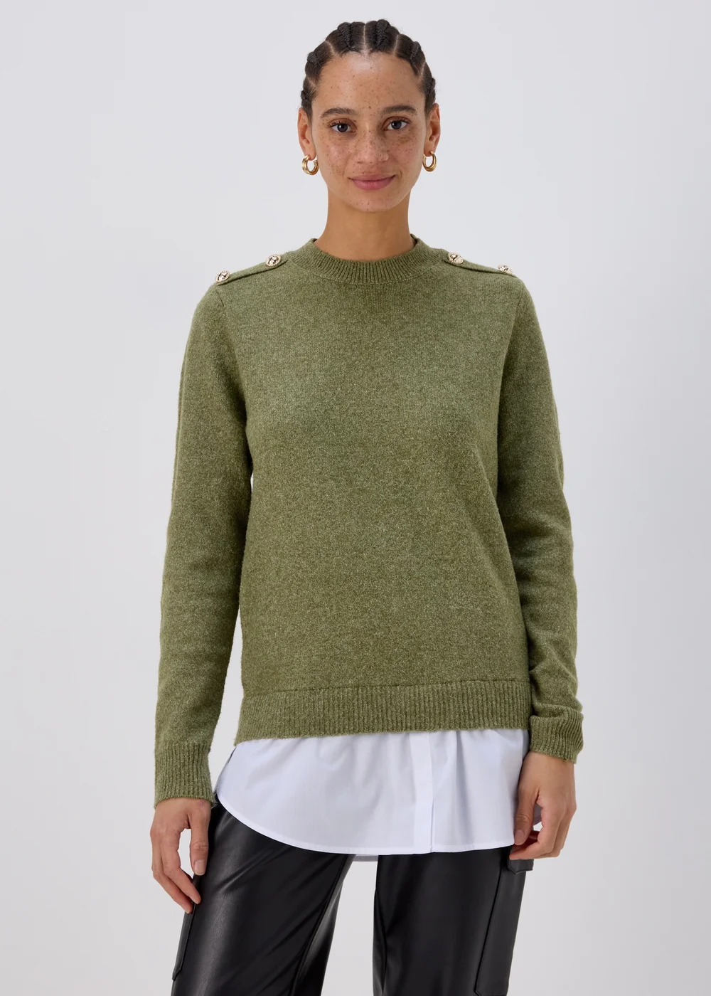 Khaki Military Style 2 In 1 Shirt - 8 Image 1