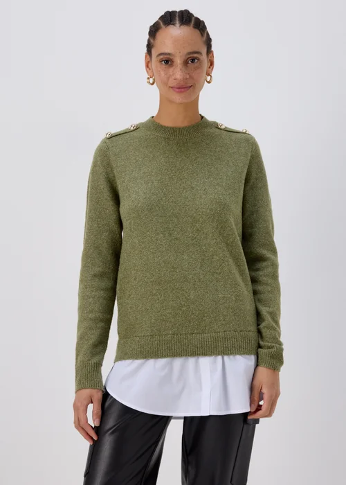 Khaki Military Style 2 In 1 Shirt - 8 Image 1