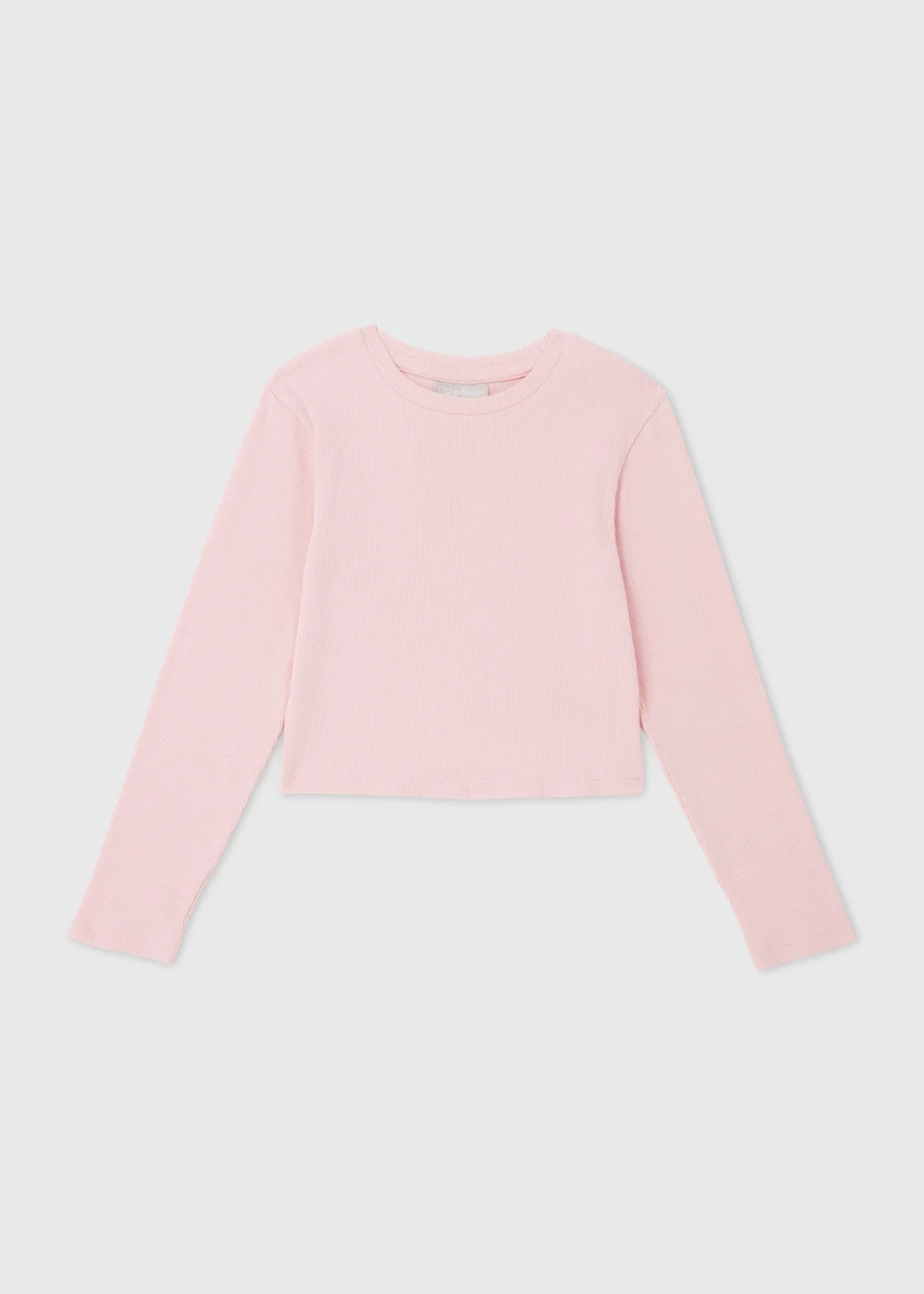 Girls Pink Ribbed Long Sleeve Top (7-15yrs) - 7 Yrs Image 1