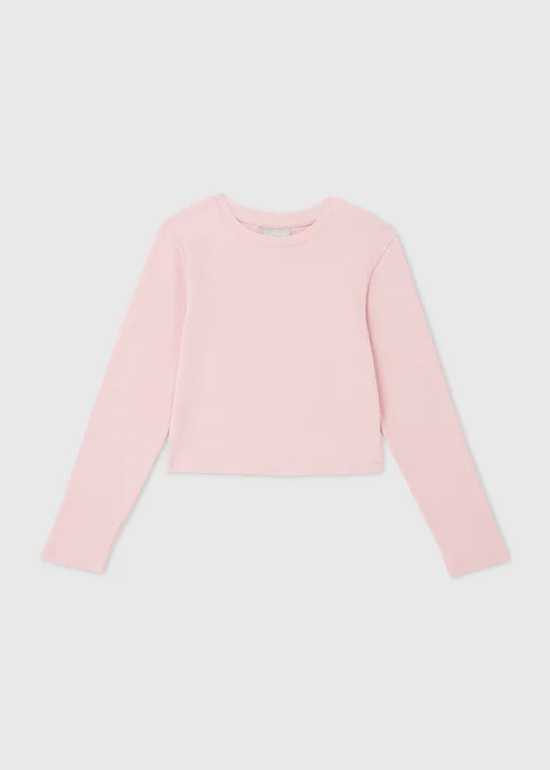 Girls Pink Ribbed Long Sleeve Top (7-15yrs) - 7 Yrs Image 1